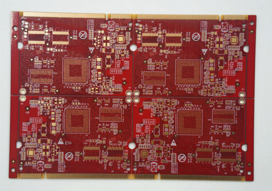 Goede prijs FR4 Tg135 1,0 mm 6 laag rigide PCB met ENIG Gold Finger 40U' 'Red Soldermask en oppervlakte afwerking online